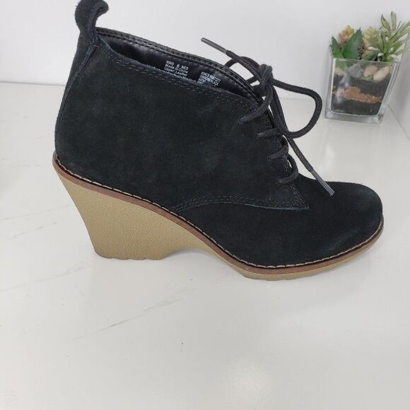 Sonoma Black Suede Leather Wedge Booties Size 6 - Picture 8 of 15